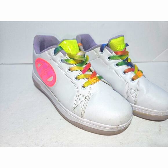 Heelys Glower HE100857 White Womens Size 7 Pink Logo and Rainbow Laces - Picture 4 of 12